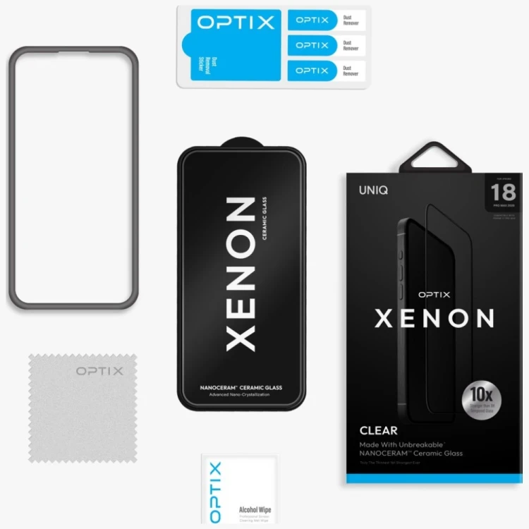 Szkło ceramiczne UNIQ Optix Xenon Nanoceram do Apple iPhone 18 Pro Max