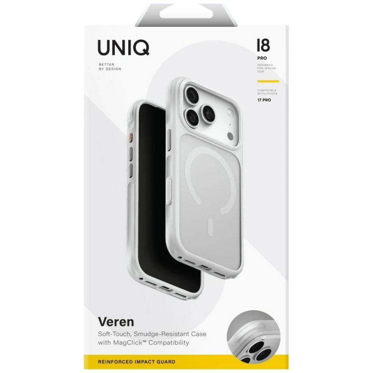 Etui UNIQ Veren do Apple iPhone 18 Pro / 17 Pro MagClick Charging chalk frost