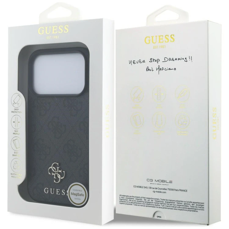 Etui Guess 4G Small Classic Logo MagSafe do Apple iPhone 18 Pro / 17 Pro czarny