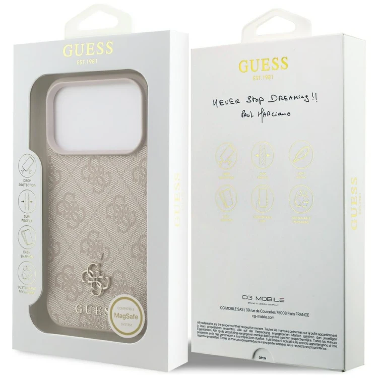 Etui Guess 4G Small Classic Logo MagSafe do Apple iPhone 18 Pro / 17 Pro różowy