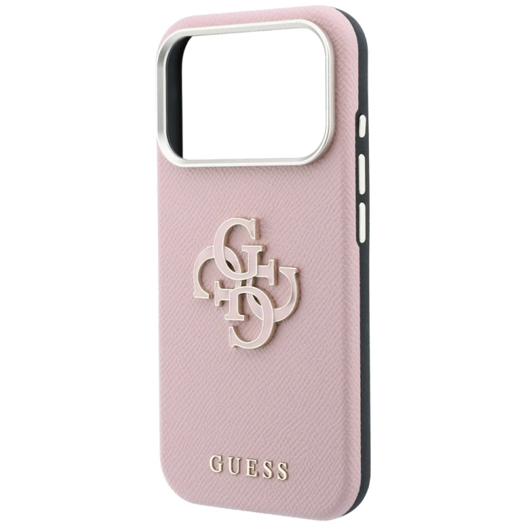 Etui Guess Grained & Big Resin Logo do Apple iPhone 18 Pro / 17 Pro różowy