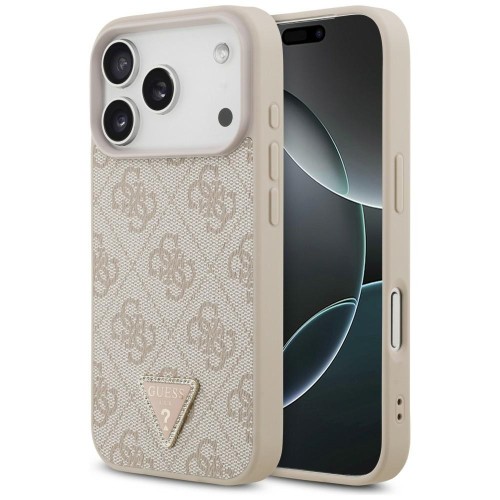 Etui Guess Leather 4G Triangle Strass MagSafe do Apple iPhone 18 Pro / 17 Pro różowy