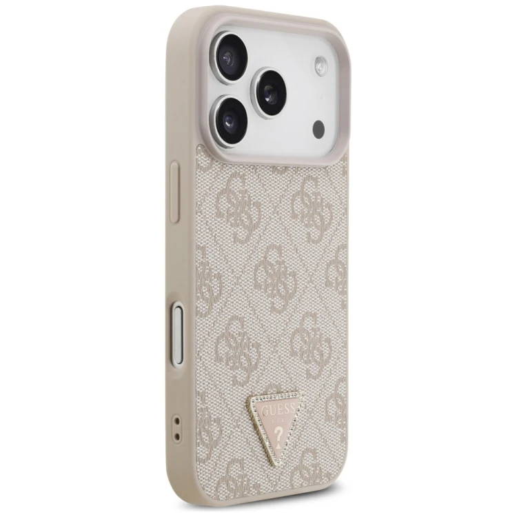 Etui Guess Leather 4G Triangle Strass MagSafe do Apple iPhone 18 Pro / 17 Pro różowy