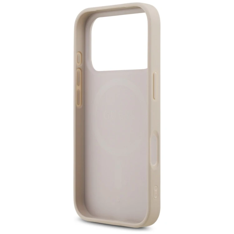 Etui Guess Leather 4G Triangle Strass MagSafe do Apple iPhone 18 Pro / 17 Pro różowy