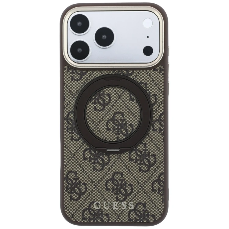 Etui Guess Ring Stand 360 4G Classic Logo MagSafe do Apple iPhone 18 Pro / 17 Pro brązowy