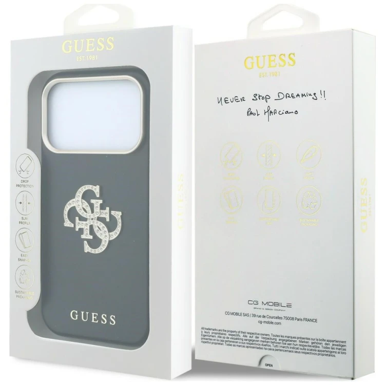 Etui Guess Smooth & Big Strass Logo do Apple iPhone 18 Pro / 17 Pro czarny