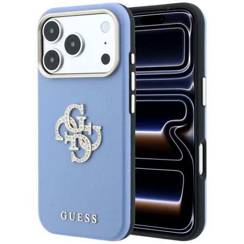Etui Guess Smooth & Big Strass Logo do Apple iPhone 18 Pro / 17 Pro niebieski