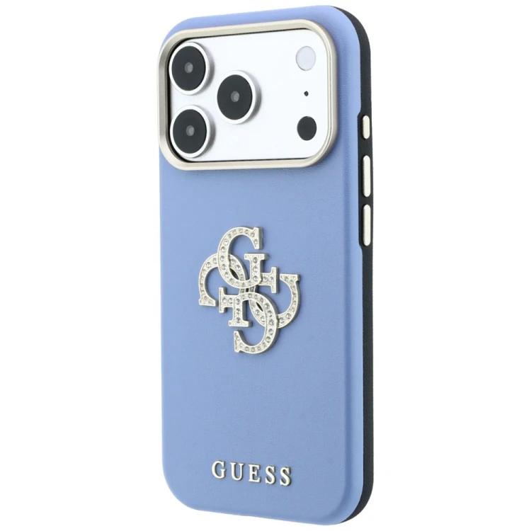 Etui Guess Smooth & Big Strass Logo do Apple iPhone 18 Pro / 17 Pro niebieski