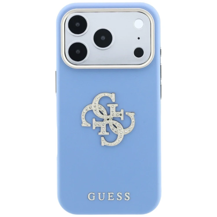 Etui Guess Smooth & Big Strass Logo do Apple iPhone 18 Pro / 17 Pro niebieski