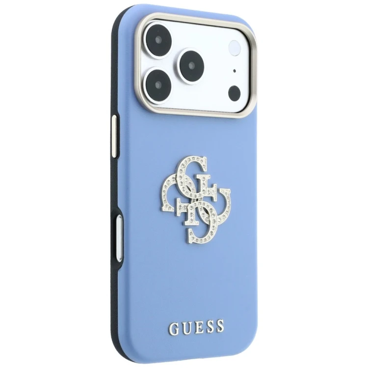 Etui Guess Smooth & Big Strass Logo do Apple iPhone 18 Pro / 17 Pro niebieski