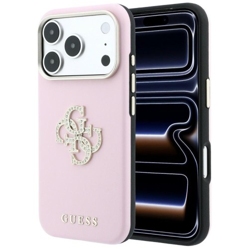 Etui Guess Smooth & Big Strass Logo do Apple iPhone 18 Pro / 17 Pro różowy