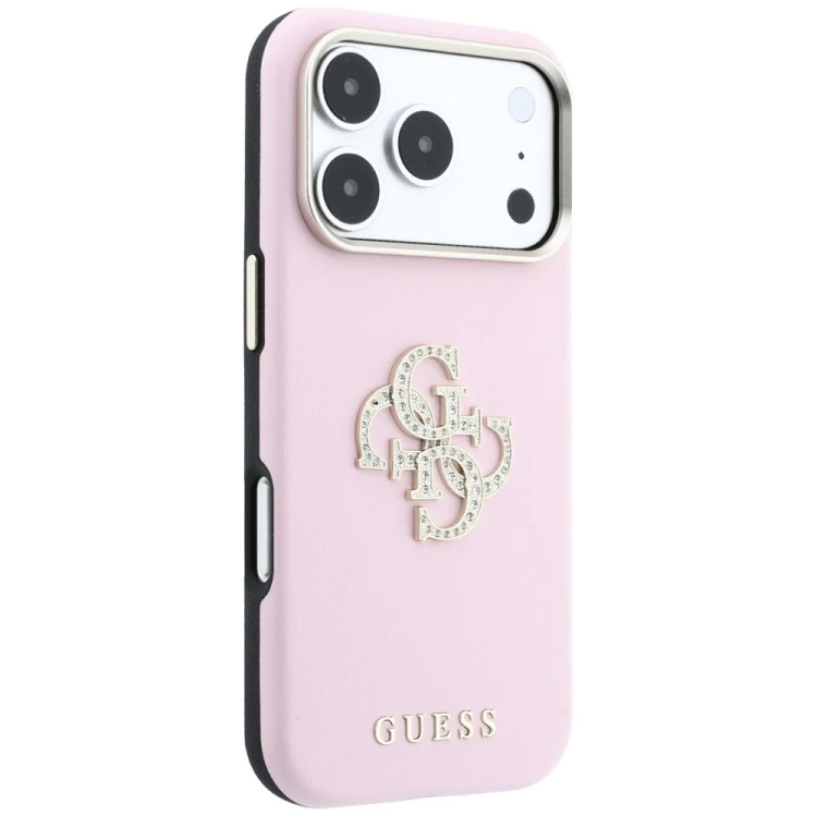 Etui Guess Smooth & Big Strass Logo do Apple iPhone 18 Pro / 17 Pro różowy