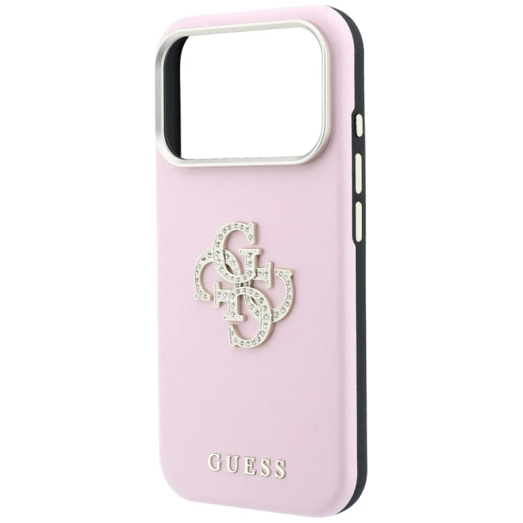 Etui Guess Smooth & Big Strass Logo do Apple iPhone 18 Pro / 17 Pro różowy