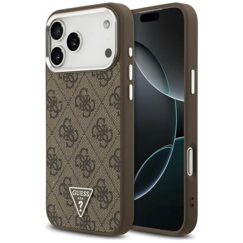 Etui Guess 4G Triangle Logo MagSafe do Apple iPhone 18 Pro Max / 17 Pro Max brązowy srebrny