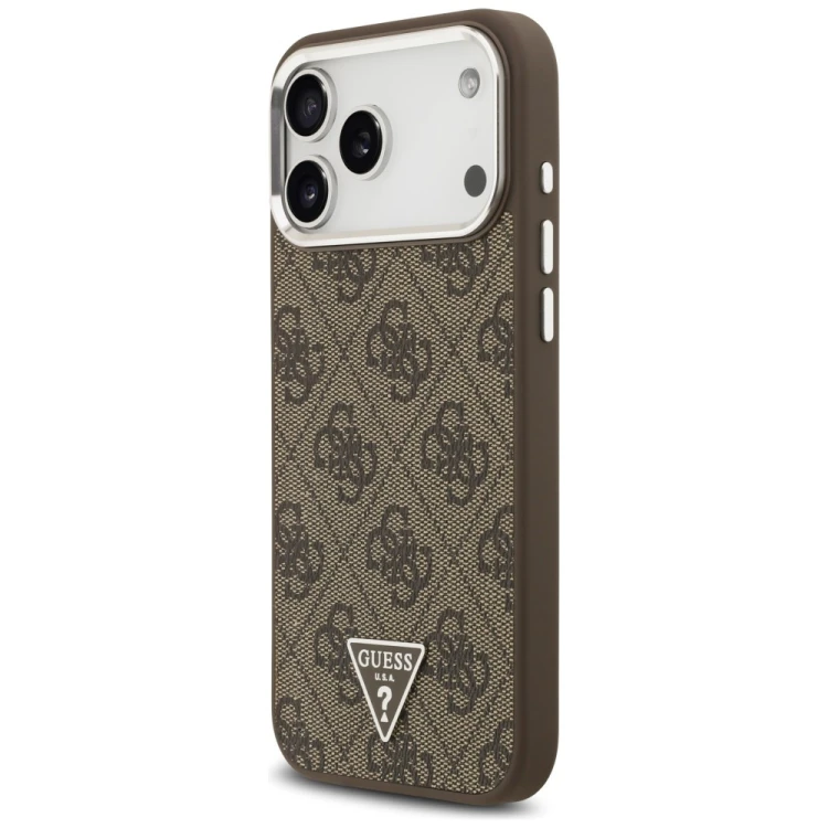 Etui Guess 4G Triangle Logo MagSafe do Apple iPhone 18 Pro Max / 17 Pro Max brązowy srebrny