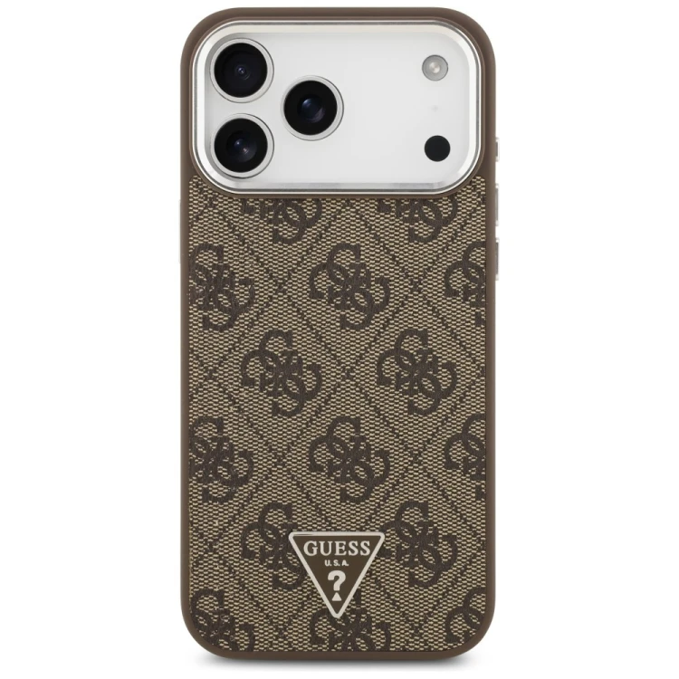 Etui Guess 4G Triangle Logo MagSafe do Apple iPhone 18 Pro Max / 17 Pro Max brązowy srebrny