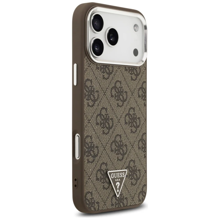 Etui Guess 4G Triangle Logo MagSafe do Apple iPhone 18 Pro Max / 17 Pro Max brązowy srebrny