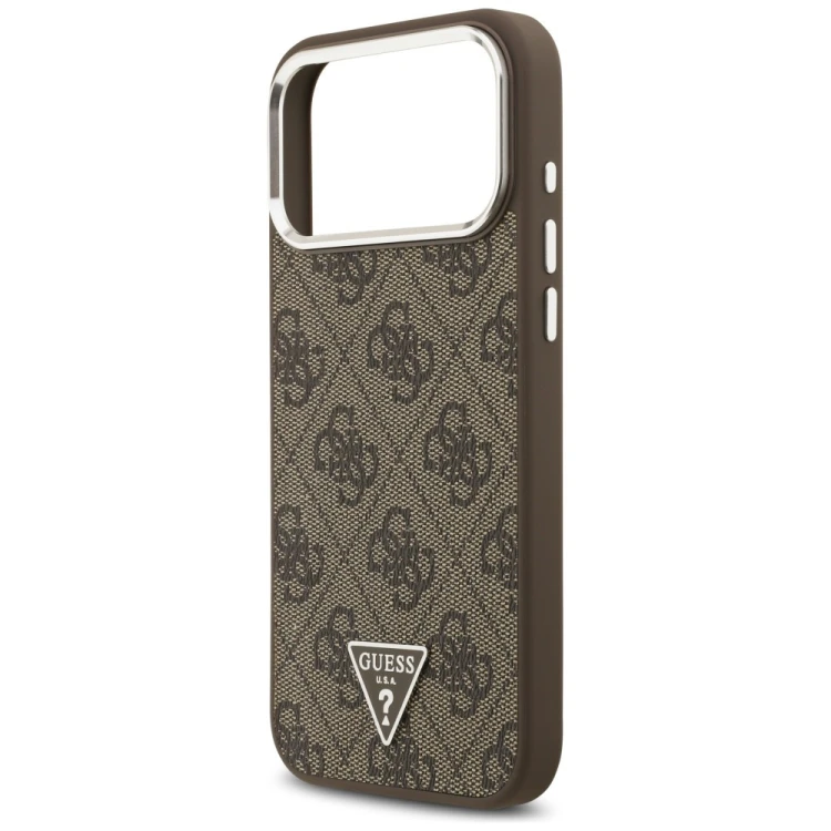 Etui Guess 4G Triangle Logo MagSafe do Apple iPhone 18 Pro Max / 17 Pro Max brązowy srebrny