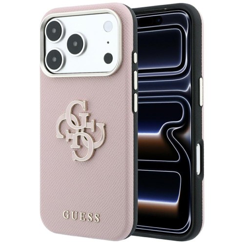 Etui Guess Grained & Big Resin Logo do Apple iPhone 18 Pro Max / 17 Pro Max różowy