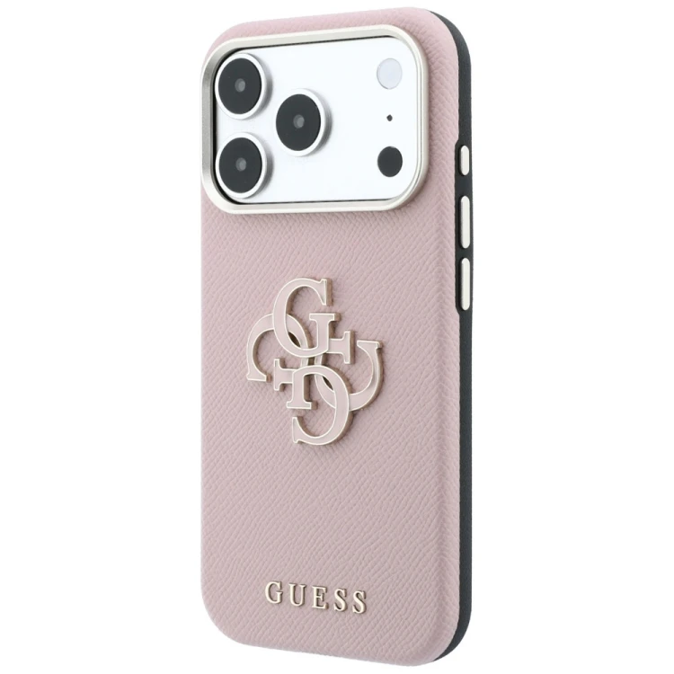 Etui Guess Grained & Big Resin Logo do Apple iPhone 18 Pro Max / 17 Pro Max różowy