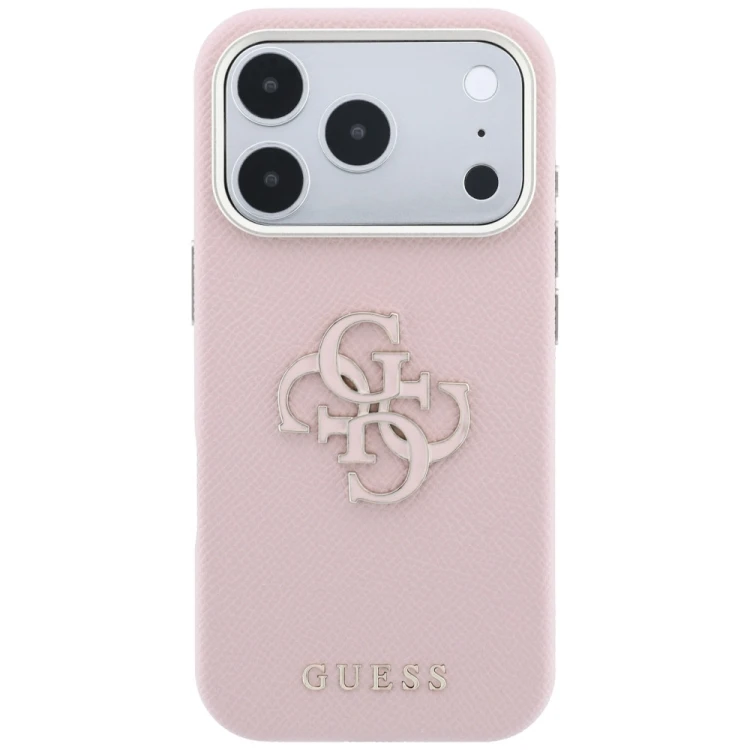 Etui Guess Grained & Big Resin Logo do Apple iPhone 18 Pro Max / 17 Pro Max różowy