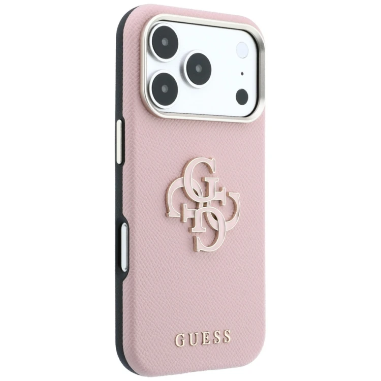 Etui Guess Grained & Big Resin Logo do Apple iPhone 18 Pro Max / 17 Pro Max różowy