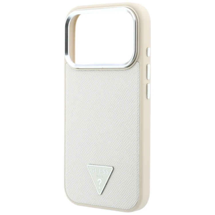 Etui Guess Grained Triangle Logo MagSafe do Apple iPhone 18 Pro Max / 17 Pro Max beżowy