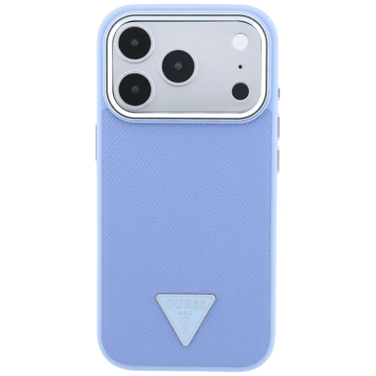 Etui Guess Grained Triangle Logo MagSafe do Apple iPhone 18 Pro Max / 17 Pro Max niebieski