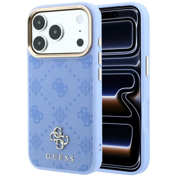 Etui Guess Peony 4G Small Logo MagSafe do Apple iPhone 18 Pro Max / 17 Pro Max jasnoniebieski