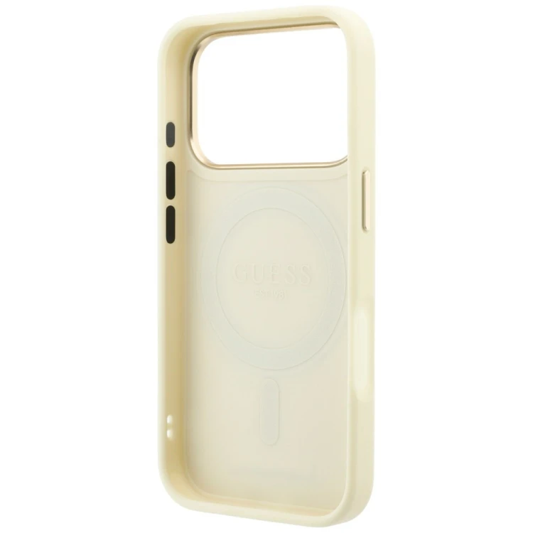 Etui Guess Ring Stand 360 Grained Classic Logo MagSafe do Apple iPhone 18 Pro Max / 17 Pro Max beżow