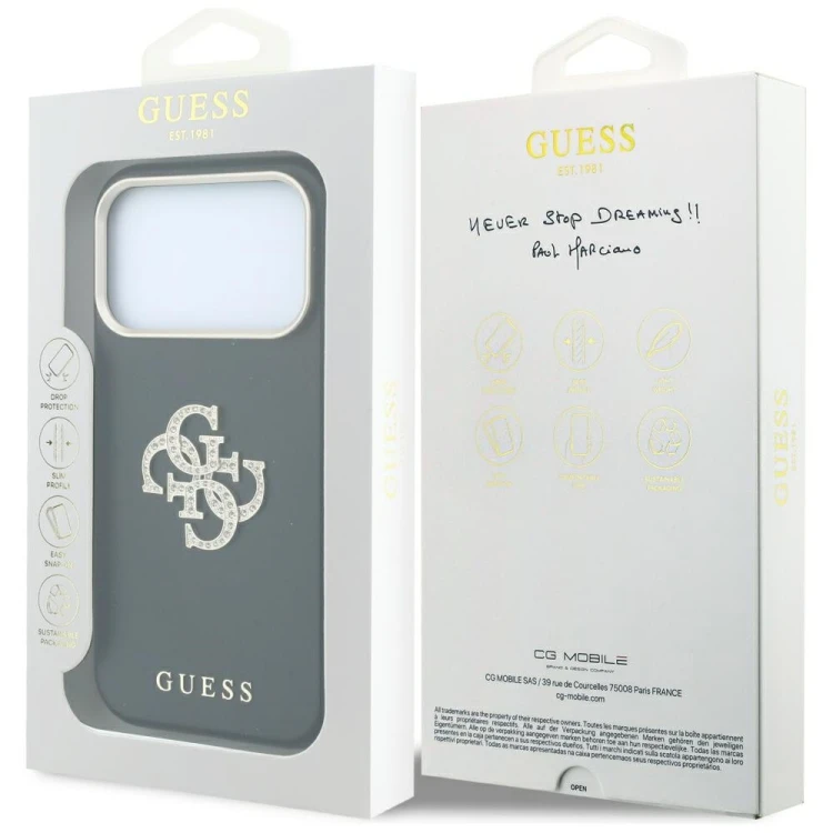 Etui Guess Smooth & Big Strass Logo do Apple iPhone 18 Pro Max / 17 Pro Max czarny