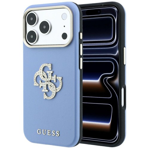 Etui Guess Smooth & Big Strass Logo do Apple iPhone 18 Pro Max / 17 Pro Max niebieski