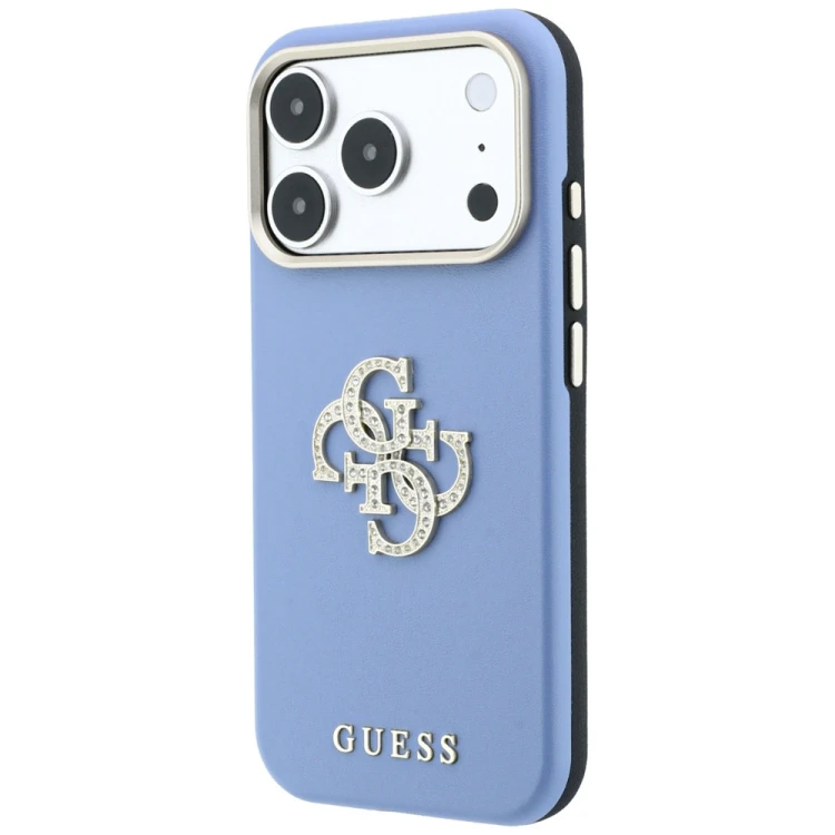 Etui Guess Smooth & Big Strass Logo do Apple iPhone 18 Pro Max / 17 Pro Max niebieski