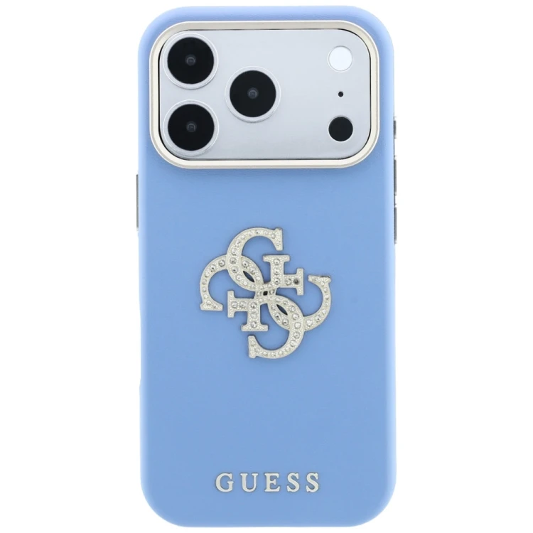 Etui Guess Smooth & Big Strass Logo do Apple iPhone 18 Pro Max / 17 Pro Max niebieski
