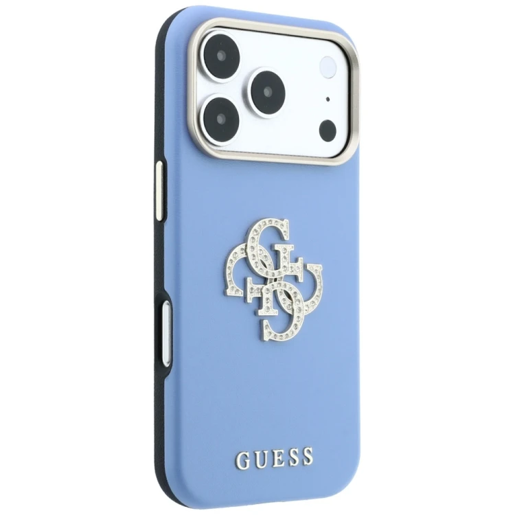 Etui Guess Smooth & Big Strass Logo do Apple iPhone 18 Pro Max / 17 Pro Max niebieski