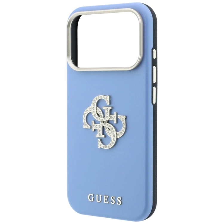 Etui Guess Smooth & Big Strass Logo do Apple iPhone 18 Pro Max / 17 Pro Max niebieski