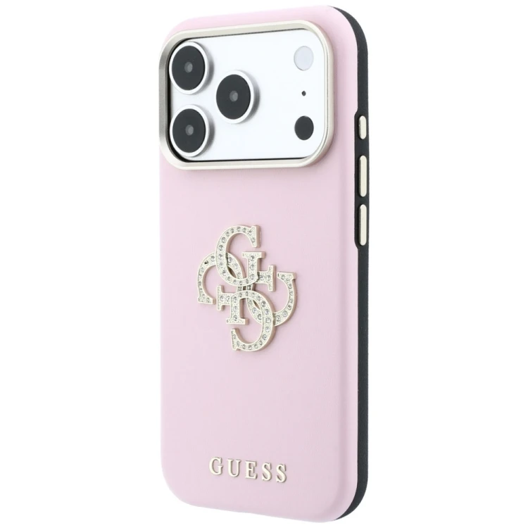 Etui Guess Smooth & Big Strass Logo do Apple iPhone 18 Pro Max / 17 Pro Max różowy