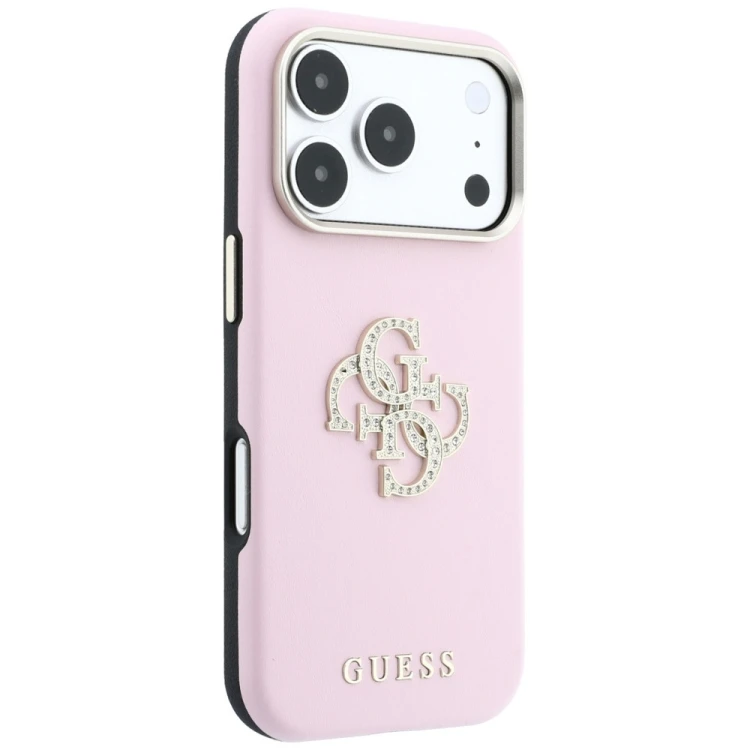 Etui Guess Smooth & Big Strass Logo do Apple iPhone 18 Pro Max / 17 Pro Max różowy