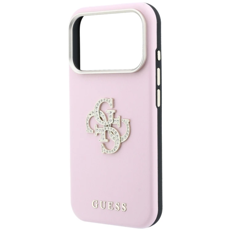 Etui Guess Smooth & Big Strass Logo do Apple iPhone 18 Pro Max / 17 Pro Max różowy