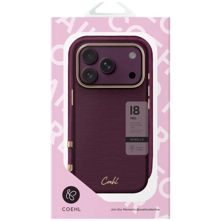 Etui UNIQ Coehl Mirelle do Apple iPhone 18 Pro / 17 Pro Magnetic Charging bordowy