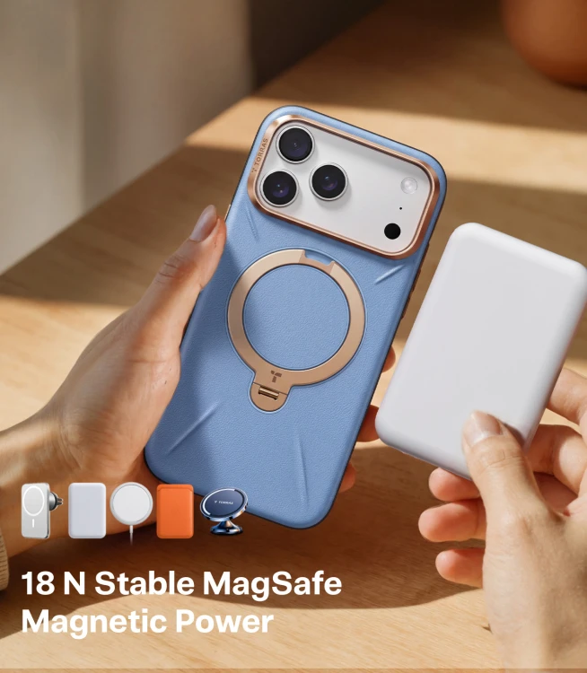 Etui TORRAS Ostand Q3 VegSkin do Apple iPhone 18 Pro Max / 17 Pro Max MagSafe (blue)