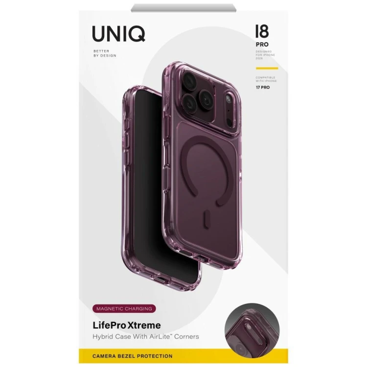 Etui UNIQ LifePro Xtreme do Apple iPhone 18 Pro / 17 Pro Magclick Charging burgundowy