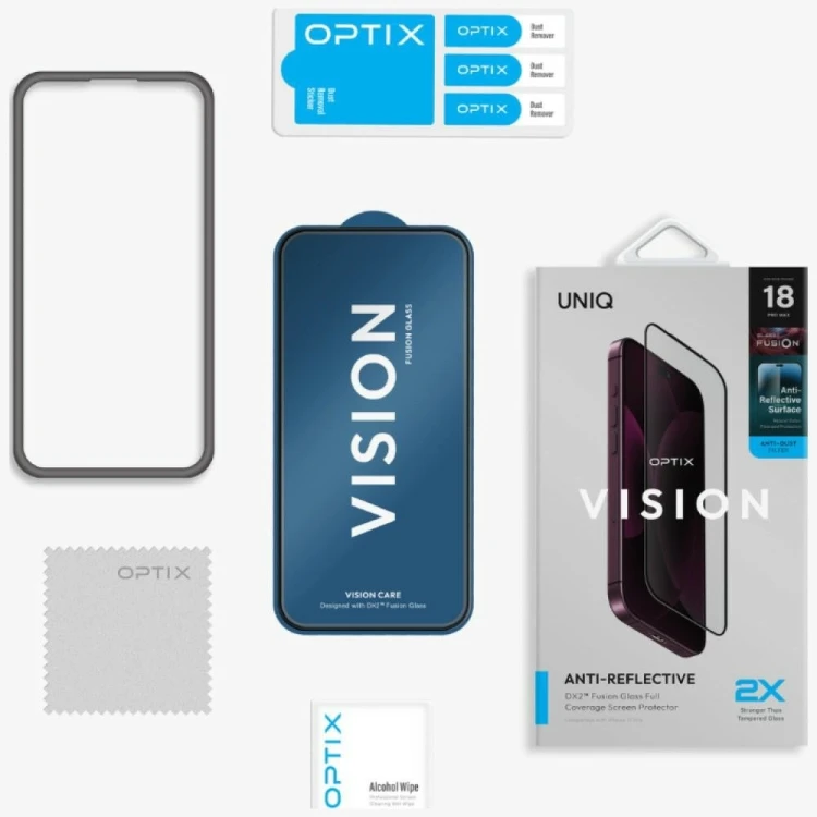Szkło hartowane UNIQ Optix Vision AR Clear DX2 do Apple iPhone 18 Pro