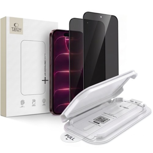 Szkło prywatyzujące Tech-Protect OneTouch Set Spy+ do Apple iPhone 18 Pro Max Privacy [2 PACK]