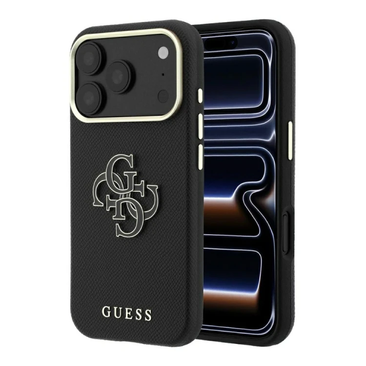 Etui Guess Grained & Big Resin Logo do Apple iPhone 18 Pro Max / 17 Pro Max czarny