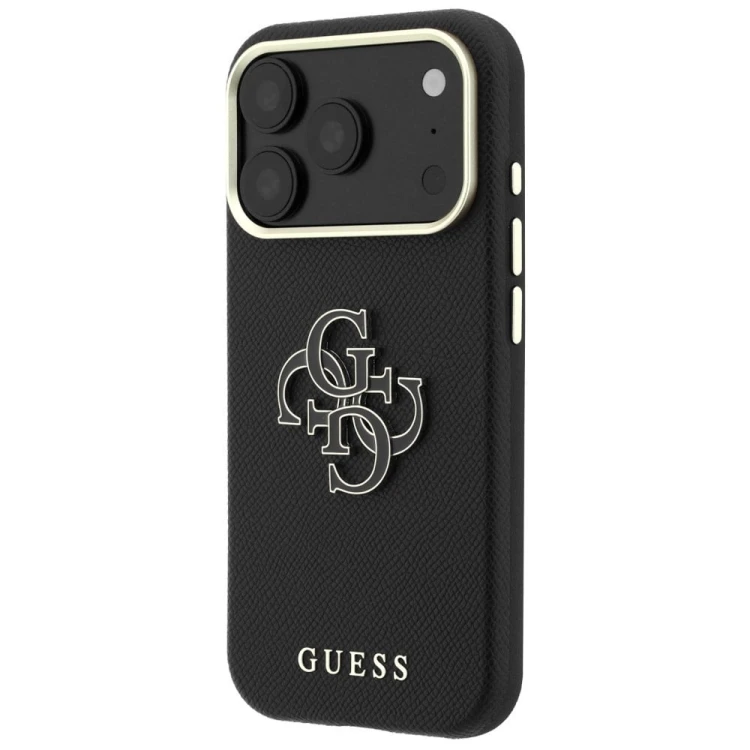 Etui Guess Grained & Big Resin Logo do Apple iPhone 18 Pro Max / 17 Pro Max czarny