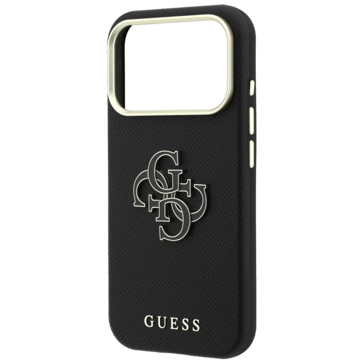 Etui Guess Grained & Big Resin Logo do Apple iPhone 18 Pro Max / 17 Pro Max czarny