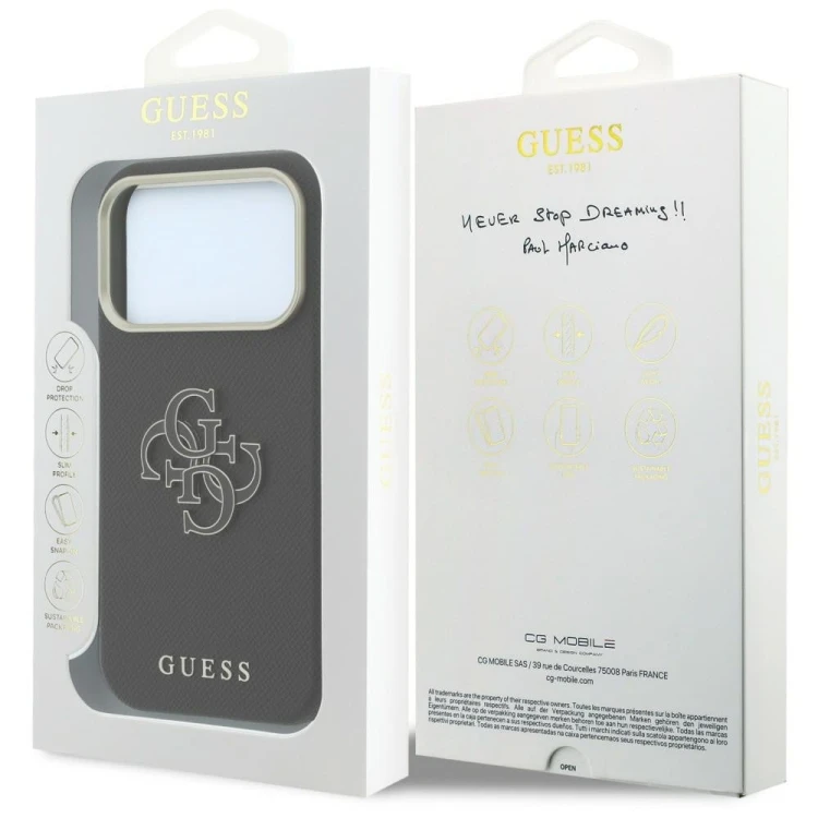 Etui Guess Grained & Big Resin Logo do Apple iPhone 18 Pro Max / 17 Pro Max czarny