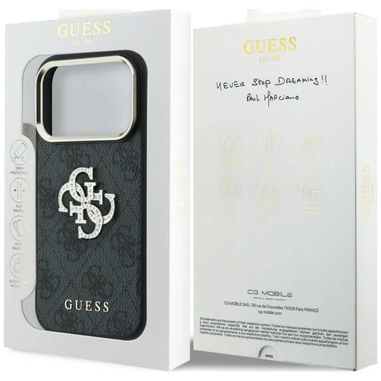 Etui Guess 4G & Big Strass Logo do Apple iPhone 18 Pro / 17 Pro czarny