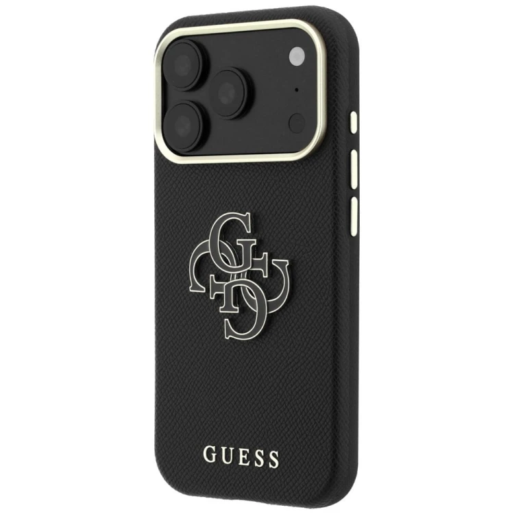 Etui Guess Grained & Big Resin Logo do Apple iPhone 18 Pro / 17 Pro czarny